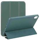 For iPad mini 6 3-folding TPU Horizontal Flip Leather Tablet Case with Holder(Deep Green) - 1