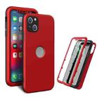 360 Degrees Full Package PC + TPU Combination Case For iPhone 13(Black+Red) - 1