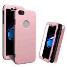 For iPhone 8 / 7 360 Degrees Full Package PC + TPU Combination Case(Black+Pink) - 1