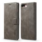 For iPhone 8 Plus / 7 Plus LC.IMEEKE Calf Texture Horizontal Flip Leather Case, with Holder & Card Slots & Wallet(Grey) - 1