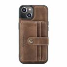 For iPhone 13 mini JEEHOOD Anti-theft Brush Magnetic PU + TPU Protective Case with Card Slot (Brown) - 1