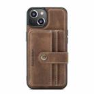 For iPhone 13 JEEHOOD Anti-theft Brush Magnetic PU + TPU Protective Case with Card Slot(Brown) - 1