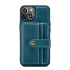 For iPhone 13 JEEHOOD Anti-theft Brush Magnetic PU + TPU Protective Case with Card Slot(Blue) - 1