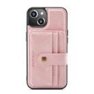 For iPhone 13 JEEHOOD Anti-theft Brush Magnetic PU + TPU Protective Case with Card Slot(Pink) - 1