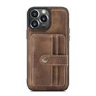 For iPhone 13 Pro JEEHOOD Anti-theft Brush Magnetic PU + TPU Protective Case with Card Slot (Brown) - 1