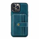 For iPhone 13 Pro JEEHOOD Anti-theft Brush Magnetic PU + TPU Protective Case with Card Slot (Blue) - 1