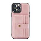 For iPhone 13 Pro JEEHOOD Anti-theft Brush Magnetic PU + TPU Protective Case with Card Slot (Pink) - 1