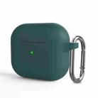 Silicone Thickening Wireless Earphone Protective Case with Hook For AirPods 3(Dark Green) - 1