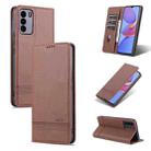 For U-MAGIC 30e AZNS Magnetic Calf Texture Horizontal Flip Leather Case with Card Slots & Holder & Wallet(Dark Brown) - 1