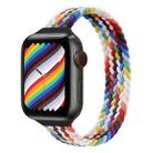 Small Waist Single Loop Nylon Braid Watch Band For Apple Watch Ultra 49mm / Series 8&7 45mm / SE 2&6&SE&5&4 44mm / 3&2&1 42mm, Size:S 145mm(Official Rainbow) - 1