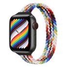 Small Waist Single Loop Nylon Braid Watch Band For Apple Watch Ultra 49mm / Series 8&7 45mm / SE 2&6&SE&5&4 44mm / 3&2&1 42mm, Size:M 155mm(Official Rainbow) - 1