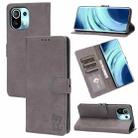 For Xiaomi Mi 11 Embossed Happy Cat Pattern Horizontal Flip Leather Case with Holder & Card Slots & Wallet(Grey) - 1