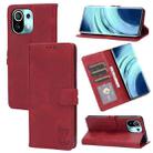 For Xiaomi Mi 11 Embossed Happy Cat Pattern Horizontal Flip Leather Case with Holder & Card Slots & Wallet(Red) - 1