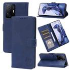 For Xiaomi Mi 11T Embossed Happy Cat Pattern Horizontal Flip Leather Case with Holder & Card Slots & Wallet(Blue) - 1