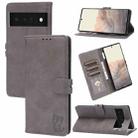 For Google Pixel 6 Pro Embossed Happy Cat Pattern Horizontal Flip Leather Case with Holder & Card Slots & Wallet(Grey) - 1
