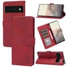 For Google Pixel 6 Pro Embossed Happy Cat Pattern Horizontal Flip Leather Case with Holder & Card Slots & Wallet(Red) - 1