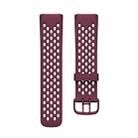 For Fitbit Charge 5 Silicone Hole Watch Band(Wine Red) - 1
