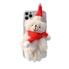 Christmas Scarf Bear Wave Shockproof TPU Protective Case For iPhone 13(Grey) - 1