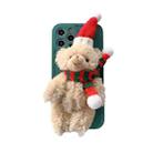 Christmas Scarf Bear Wave Shockproof TPU Protective Case For iPhone 13(Green) - 1