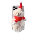 Christmas Scarf Bear Wave Shockproof TPU Protective Case For iPhone 13 Pro(Grey) - 1