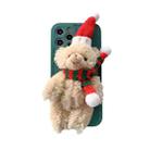 Christmas Scarf Bear Wave Shockproof TPU Protective Case For iPhone 13 Pro Max(Green) - 1