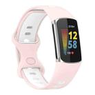 For Fitbit Charge 5 Two-color Silicone Watch Band(Pink White) - 1