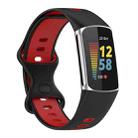For Fitbit Charge 5 Two-color Silicone Watch Band(Black Red) - 1