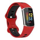 For Fitbit Charge 5 Two-color Silicone Watch Band(Red Black) - 1