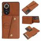 For Honor 50 Double Buckle PU + TPU Shockproof Magnetic Case with Card Slots & Holder(Brown) - 1