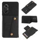 For Honor 50 SE Double Buckle PU + TPU Shockproof Magnetic Case with Card Slots & Holder(Black) - 1