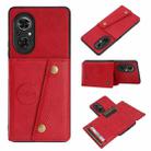 For Honor 50 SE Double Buckle PU + TPU Shockproof Magnetic Case with Card Slots & Holder(Red) - 1