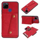 For OPPO Realme C12 Double Buckle PU + TPU Shockproof Magnetic Case with Card Slots & Holder(Red) - 1