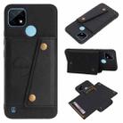 For OPPO Realme C21 Double Buckle PU + TPU Shockproof Magnetic Case with Card Slots & Holder(Black) - 1