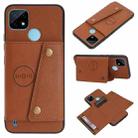 For OPPO Realme C21 Double Buckle PU + TPU Shockproof Magnetic Case with Card Slots & Holder(Brown) - 1