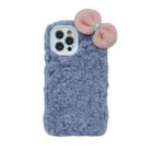 Bowknot Plush Soft Protective Case For iPhone 13 Pro(Blue) - 1