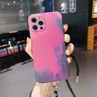 For iPhone 13 Watercolor TPU Shockproof Phone Case with Neck Lanyard(Berry Color) - 1