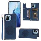 For Xiaomi Mi 11 Mandala Embossed PU + TPU Magnetic Case with Card Slots & Holder & Lanyard(Blue) - 1