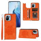 For Xiaomi Mi 11 Mandala Embossed PU + TPU Magnetic Case with Card Slots & Holder & Lanyard(Orange) - 1