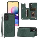 For Xiaomi Redmi Note 10 5G Mandala Embossed PU + TPU Magnetic Case with Card Slots & Holder & Lanyard(Green) - 1
