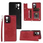 For Xiaomi Redmi Note 10 Pro (China) Mandala Embossed PU + TPU Magnetic Case with Card Slots & Holder & Lanyard(Red) - 1