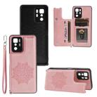 For Xiaomi Redmi Note 10 Pro (China) Mandala Embossed PU + TPU Magnetic Case with Card Slots & Holder & Lanyard(Rose Gold) - 1