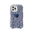 Plush Heart Soft Protective Case For iPhone 12(Blue) - 1