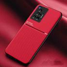 For vivo X70 Pro Classic Tilt Strip Grain Magnetic Shockproof PC + TPU Case(Red) - 1