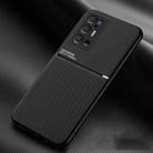 For vivo X70 Pro+ Classic Tilt Strip Grain Magnetic Shockproof PC + TPU Case(Black) - 1