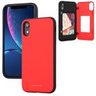 For iPhone XR GOOSPERY MAGNETIC DOOR BUMPER Magnetic Catche Shockproof Soft TPU + PC Case With Card Slot(Red) - 1