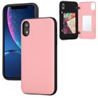 For iPhone XR GOOSPERY MAGNETIC DOOR BUMPER Magnetic Catche Shockproof Soft TPU + PC Case With Card Slot(Pink) - 1