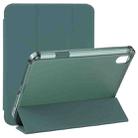 For iPad mini 6 TPU Transparent Back Cover Horizontal Flip Leather Tablet Case with Three-folding Holder & Pen Slot(Dark Green) - 1