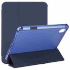 For iPad mini 6 TPU Transparent Back Cover Horizontal Flip Leather Tablet Case with Three-folding Holder & Pen Slot(Navy Blue) - 1