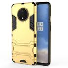 For OnePlus 7T Shockproof PC + TPU Protective Case with Holder(Yellow) - 1