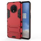 For OnePlus 7T Shockproof PC + TPU Protective Case with Holder(Red) - 1